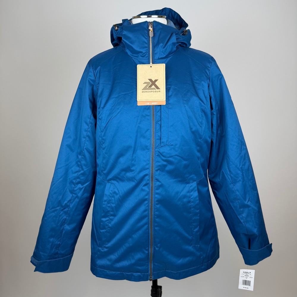 NWT Zeroxposur Space Blue 3-in-1 Jacket Winter Coat Insulated Womens Small Hood